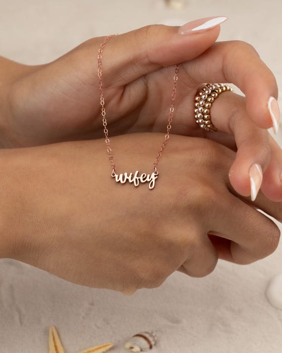 WIFEY PERSONALIZED NAME necklace • perfect gift for her • bachelorette bridal shower engagement wedding gift • water resistant • NECC3AYRIp