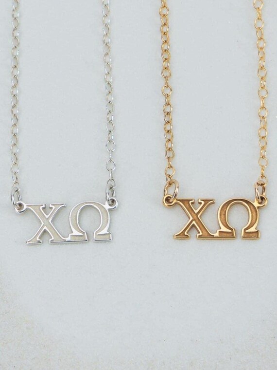 SORORITY necklace • greek letter pendant • chi omega kappa gamma theta alpha phi zeta pi sigma xi delta tau psi omicron • initiation gift