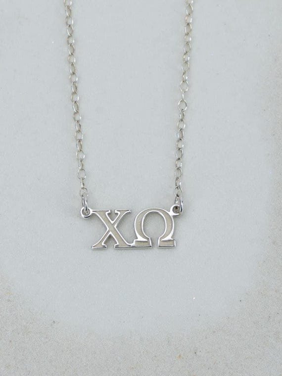 SORORITY GREEK LETTER pendant necklace • water resistant • chi omega kappa gamma theta alpha phi zeta pi sigma delta tau psi omicron