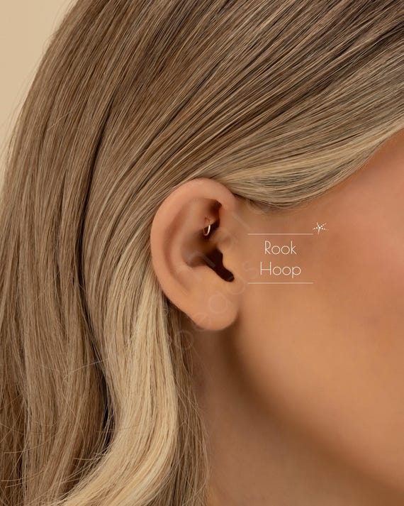 ROOK HOOP • rook earring • cartilage twist hoop • gold hoop earrings • rose gold sterling silver • dainty earrings • 22g 20g 18g • PISH2AV