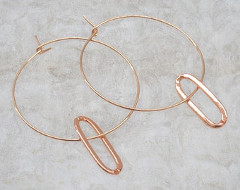Hoop Earrings Paperclip Chain Oval Minimalist Gold Hoop Earrings Rectangle  Silver Earring Rose GolD Gift For Her Summer Jewelry