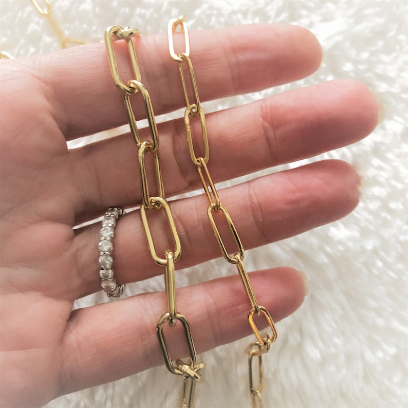 Rose Gold Paperclip Chain Necklace Chunky Gold Chain Bracelet Etsy