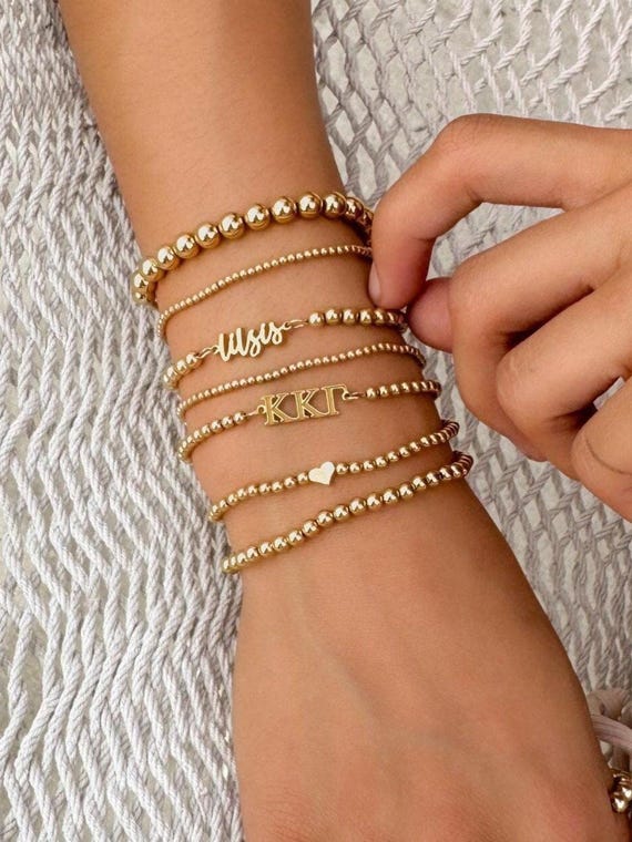 SORORITY beaded bracelet • big sis little sister gbig personalized gift rush bid day initiation • connector for permanent jewelry BRBP3CLMIp