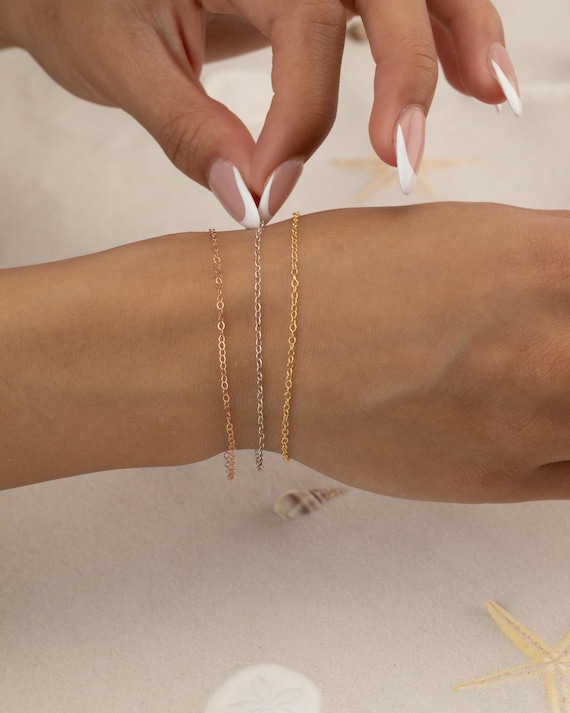 Thin Chain Bracelet | Gold Filled Sterling Silver Rose Gold Filled Bracelets Anklets | Permanent Jewelry | Tiny Stacking Layering Minimalist