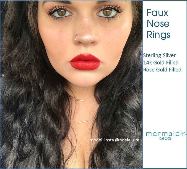 Fake Nose Ring Faux Nose Ring Fake Lip Ring Fake Nose Ring Silver Gold Rose Gold Custom Festival Body Jewelry Gift Man Woman