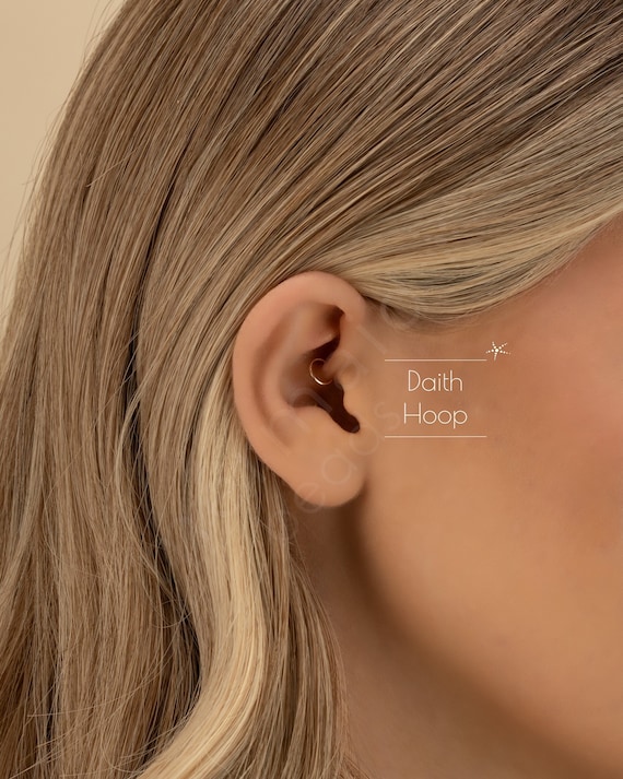 DAITH HOOP • daith earring • cartilage twist hoop • gold hoop earrings • rose gold sterling silver • dainty earrings • 22g 20g 18g • PISH2AJ