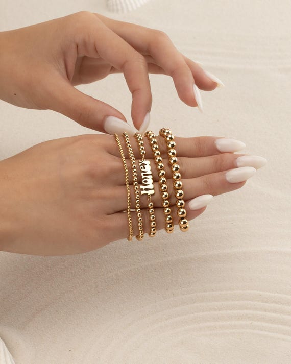 HONEY bracelet • personalized gift • stackable dainty bracelet • stretch and water resistant • bridal jewelry • gift for wife or girlfriend