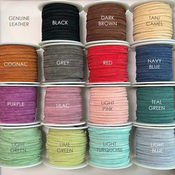 Leather Necklace Cord Vegan Suede Cording for DIY Jewelry Projects Colored Suede Sold by the Inch String for Pendants Charm Bracelet Anklet