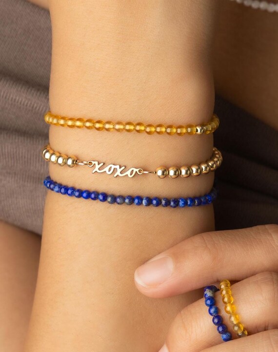 XOXO BEADED bracelet • perfect gift for bride girlfriend anniversary bridesmaids • minimalist stackable bracelet • water resistant • BRBP3CM
