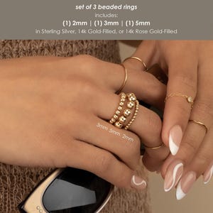 BEADED RING STACK • 14k gold filled, rose or sterling silver • waterproof • mixed metal • stackable stretch • midi thumb toe