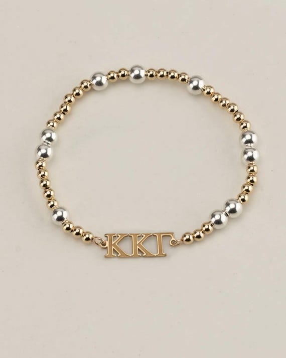 SORORITY beaded bracelet • mixed metal beads • personalized recruitment bid day initiation gifts • sterling silver and 14k gold filled
