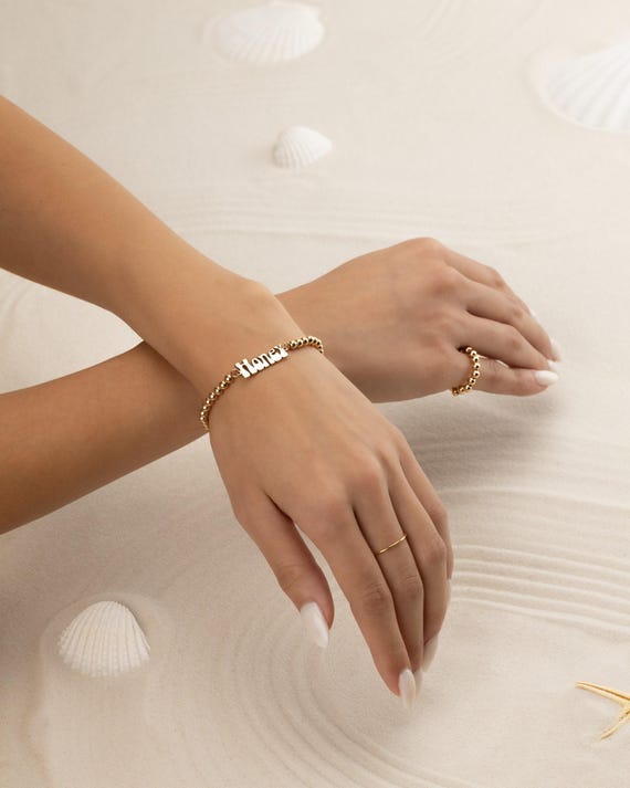HONEY NAME BEADED bracelet • perfect gift for her • stackable dainty bracelet • stretch and water resistant • bridal jewelry • BRBP3BELA