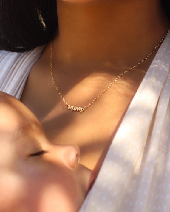 NEW MOM PERSONALIZED name necklace • perfect gift for her • baby shower gift • gold sterling silver rose gold | water resistant • NECC3AORIp