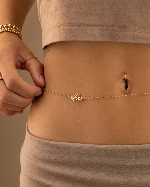 ZODIAC BELLY CHAIN • personalized body jewelry • water resistant • gold, rose, sterling silver • star sign • birthday gift
