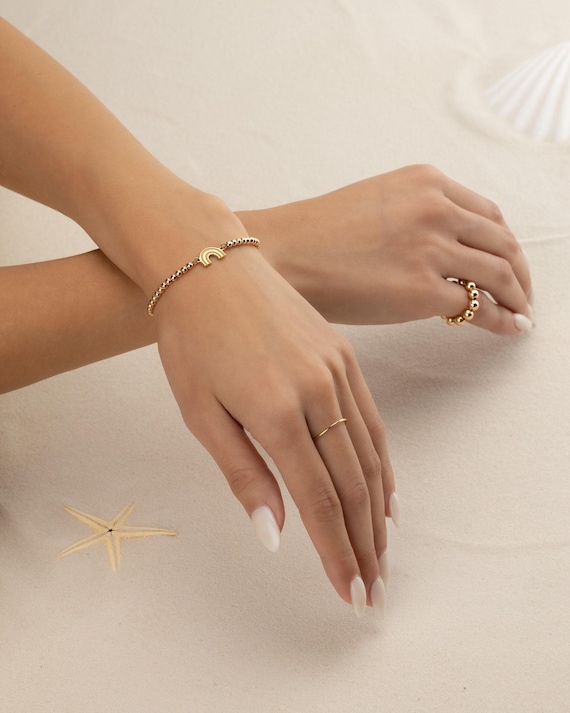 RAINBOW CHARM BEADED bracelet • perfect gift for her • pride jewelry • stackable dainty bracelet • stretch water and resistant • BRBP3CH2AN