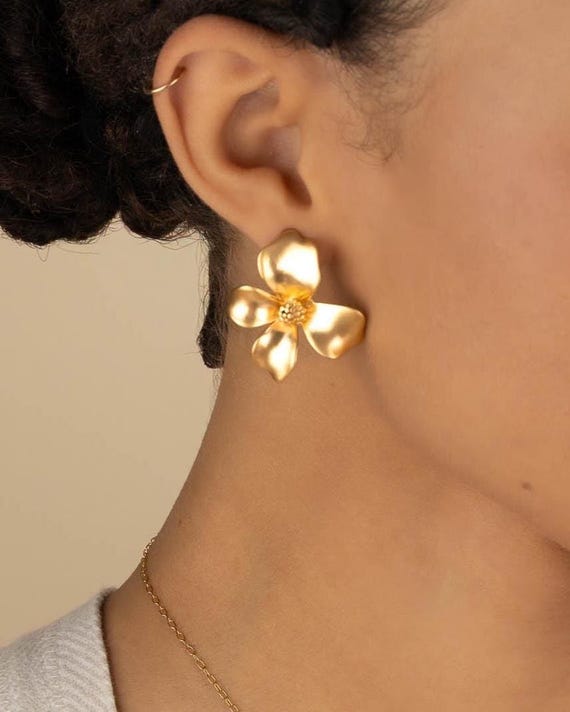 FLOWER EARRINGS • beach rose blooms • statement jewelry • bride anniversary birthday gift • gold or silver • nickel free
