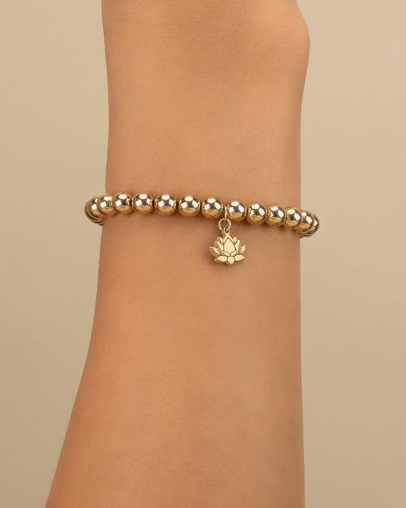 LOTUS FLOWER CHARM beaded bracelet • jewelry with meaning • Hawaiian jewelry • water resistant • charm jewelry • valentines day gift for her
