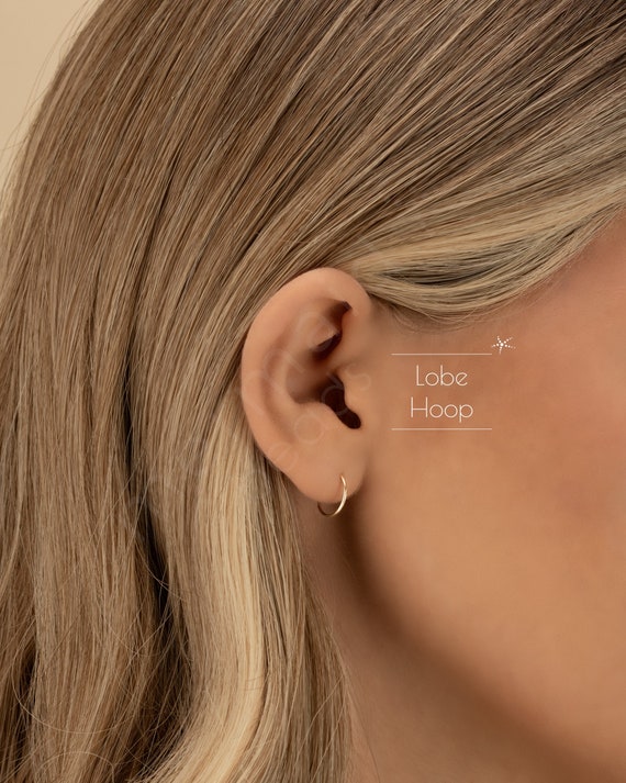 LOBE HOOP • lobe earring • cartilage twist hoop • gold hoop earrings • rose gold sterling silver • dainty earrings • 22g 20g 18g • PISH2AL