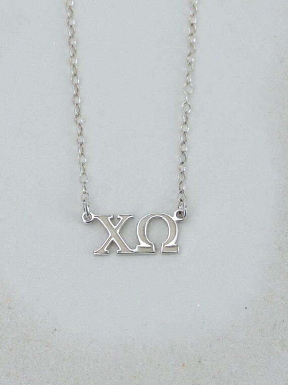 SORORITY GREEK LETTER pendant necklace • water resistant • chi omega kappa gamma theta alpha phi zeta pi sigma delta tau psi omicron epsilon