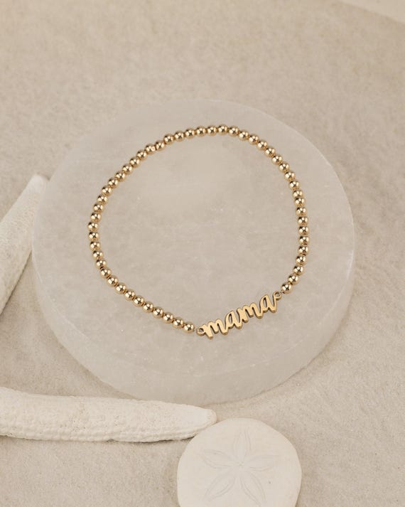MOM BEADED PERSONALIZED name bracelet • mama bracelet • gift for her • gift for mom maman mammy momma mother • water resistant • BRBP3AQRIp