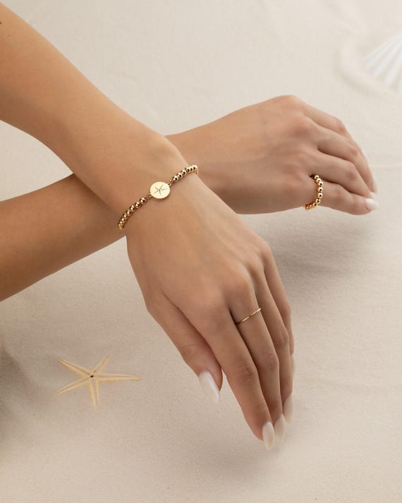 STARFISH CHARM BEADED bracelet • gift for her • ocean inspired beach lover stackable dainty bracelet • stretch water resistant • BRBP3CH2BH