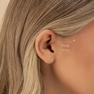 SNUG HOOP • waterproof • cartilage twist ring • 14k gold filled, rose and sterling silver earrings • 22g 20g 18g