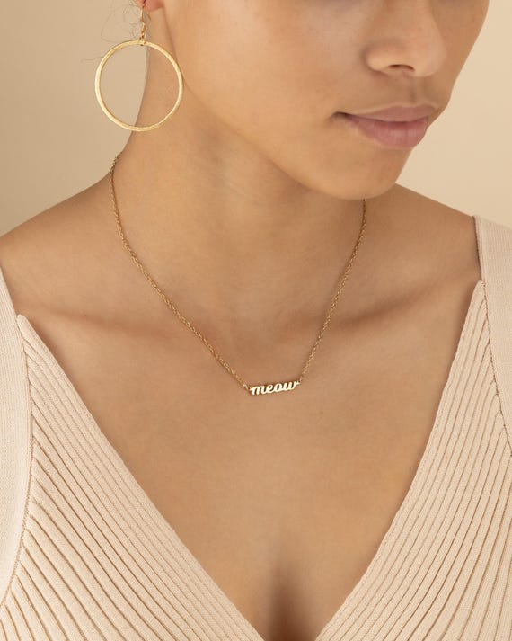 MEOW PERSONALIZED NAME necklace • perfect gift for her • anniversary birthday bridesmaid girlfriend honeymoon • water resistant • NECC3BOBAp