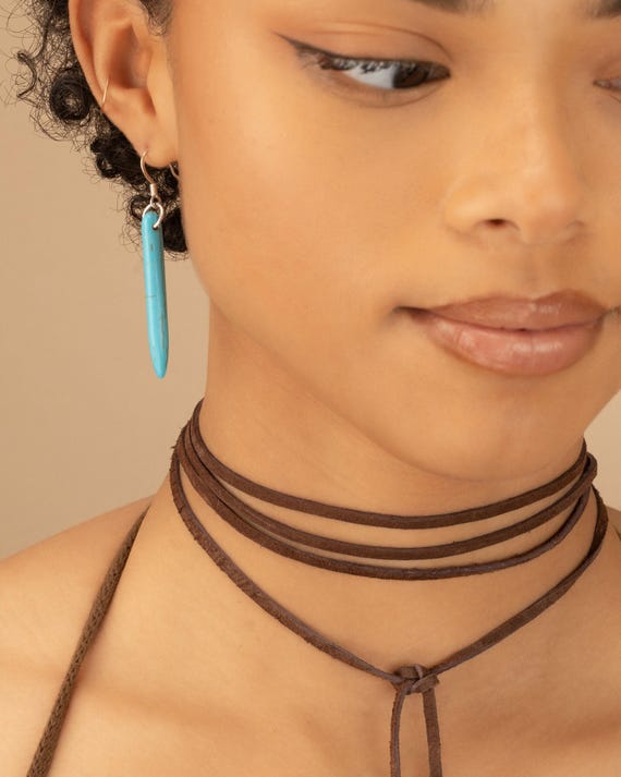 Turquoise Earrings Spike Bohemian Long Dangle Earring Girlfriend Sister Boho Festival Jewelry Hippie Silver Gold Green Blue Summer Jewelry