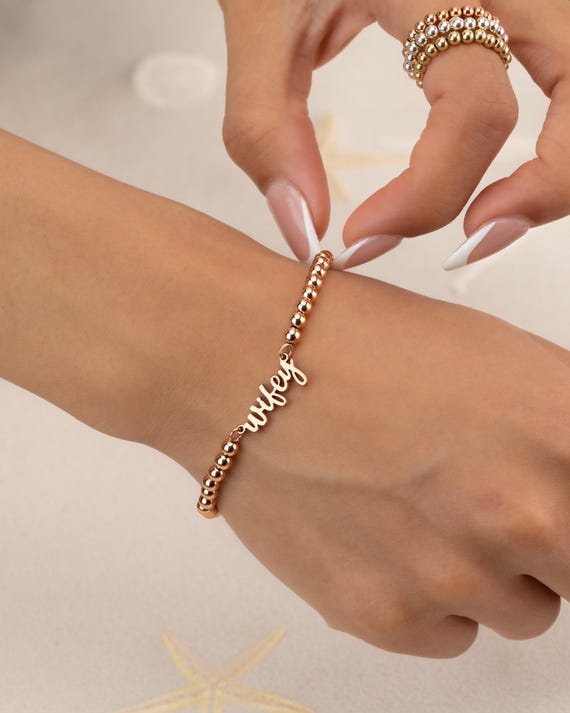 WIFEY NAME BEADED bracelet • perfect gift for her • stackable dainty bracelet • stretch and water resistant • wedding jewelry • BRBP3BNRIp