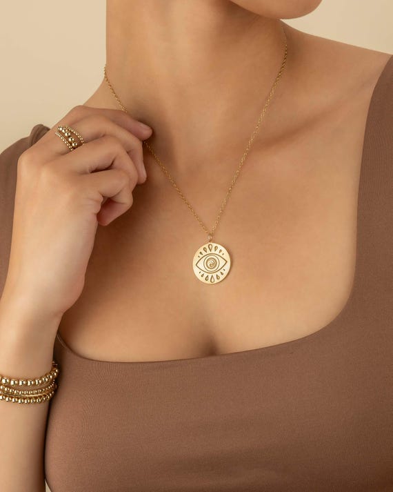 EVIL EYE PENDANT necklace • dainty gift for her • jewelry with meaning • birthday bridal • water resistant layering necklace • NECC3PCBI