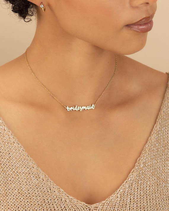 BRIDESMAID PERSONALIZED NAME necklace • bridesmaids jewelry • bachelorette bridal shower gift • wedding party • water resistant • NECC3AICAp