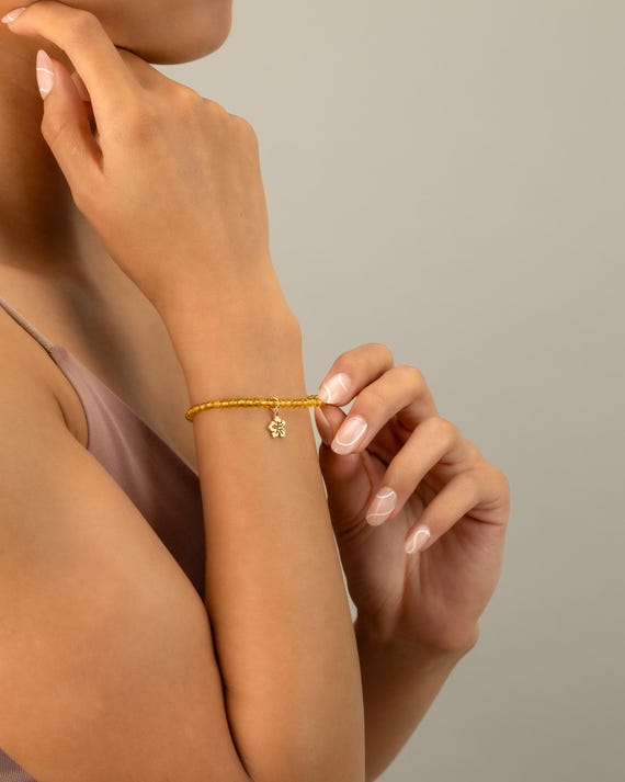 CITRINE CHARM BRACELET • personalized charm • november birthstone • scorpio sagittarius • dainty bracelet stretch water resistant BRBS3CHAKp