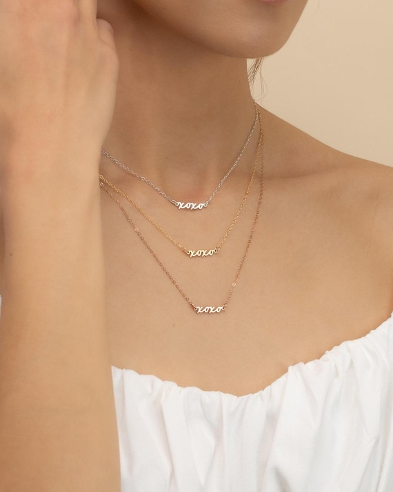 XOXO PERSONALIZED NAME bracelet • perfect gift for her • minimalist stackable dainty bracelet • wedding jewelry water resistant • BRCC3ACCCp