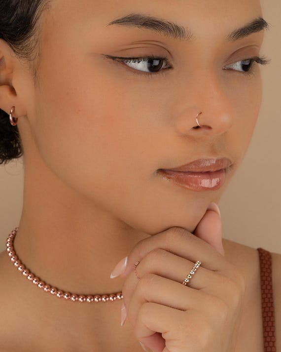 FAKE NOSE RING • no piercing needed body jewelry • dainty tiny faux hoop • gold nose ring • sterling silver rose gold • 22g 20g • FPFH2AF