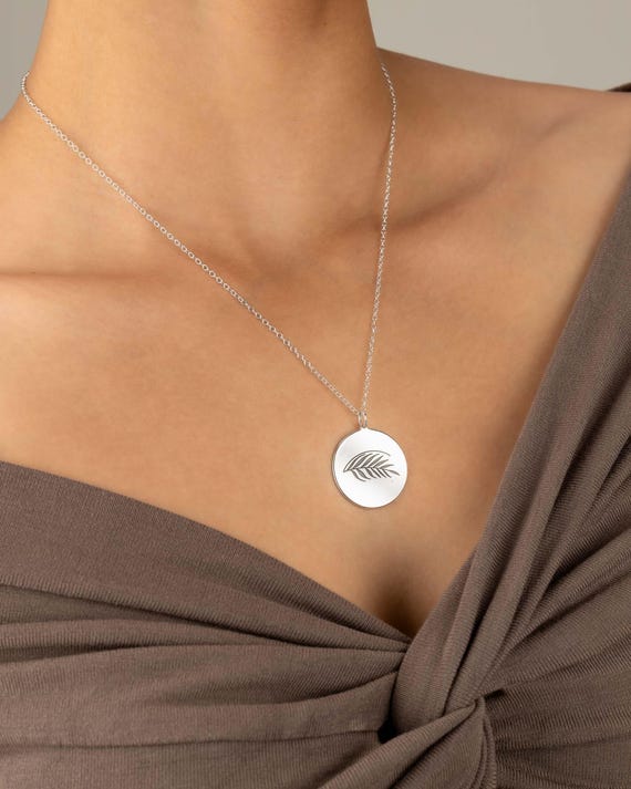 PALM LEAF PENDANT necklace • dainty gift for her • Hawaiian jewelry • birthday bridal • water resistant layering necklace • NECC3PCBK