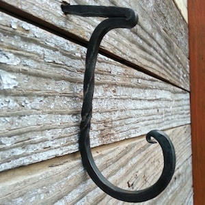 Hand Forged Twisted Primitive Barn Drive Hook Pair