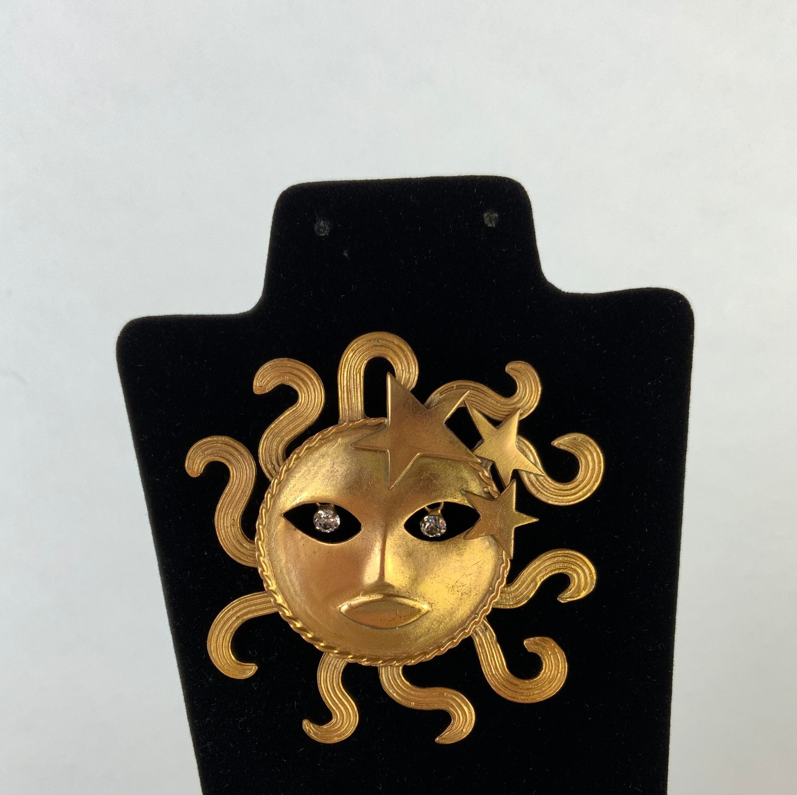 Vintage Sun God Brooch by Joseff of Hollywood // Brooch / Pin 