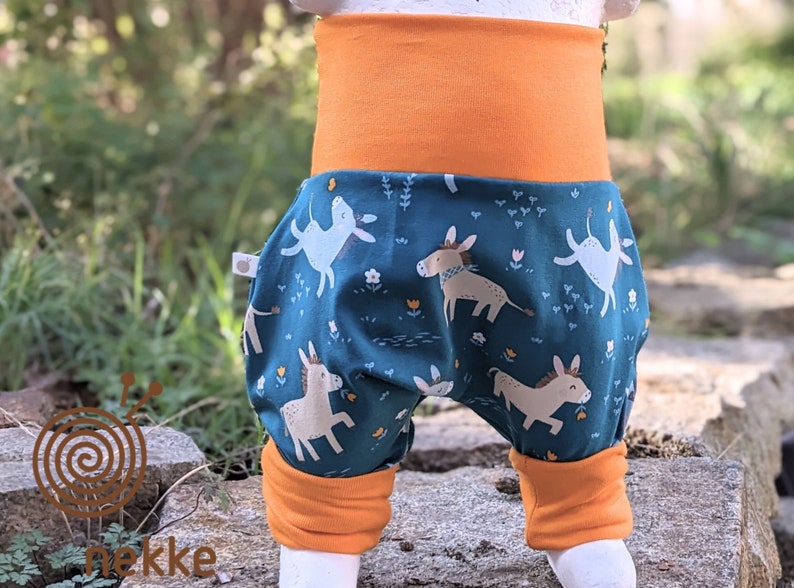 Organic children's wax pants / pump pants Donkeys jersey made of organic cotton image 1