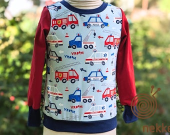 Chemise manches longues enfant bio "Pompiers et co." , jersey de coton biologique