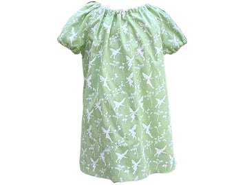 Organic children's blouse / tunic "Fee" green, long or short sleeve, organic woven fabric made from certified. Organic cotton