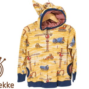 Organic hoodie sweat &quot;Baustelle&quot; 134/140, made from certified organic fabrics, handmade in Lusatia