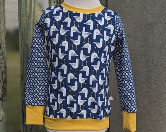 Organic long-sleeved shirt "Seagull" made of jersey for children and babies sizes 62-152, made of certified organic fabrics