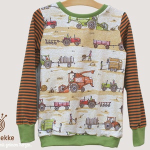 Organic children's long-sleeved shirt "Tractor", jersey made of organic cotton, farm vehicles