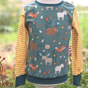 Bio Kinder Langarmshirt Waldtiere Fuchs, Elch, Bär , Jersey aus zertif. Biobaumwolle Bild 1