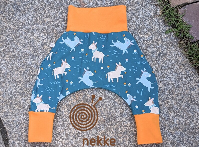 Organic children's wax pants / pump pants Donkeys jersey made of organic cotton image 2