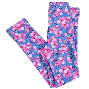Bio Kinder Legging lang &quot;Kirschblüte &quot;; Jersey aus zertif. Biobaumwolle
