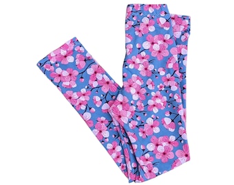 Organic children's long leggings "Cherry Blossom"; Jersey made from certified Organic cotton