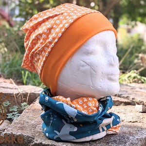 Organic, Beanie Hat / Loop &quot;Blümchen&quot; Jersey made of organic cotton