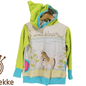 Organic hoodie sweat &quot;Horse Girl&quot; 134/140, made from certified organic fabrics, handmade in Lusatia