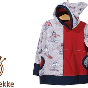 Organic hoodie sweat &quot;Snowboarder&quot; 98/104, made from certified organic fabrics, handmade in Lusatia